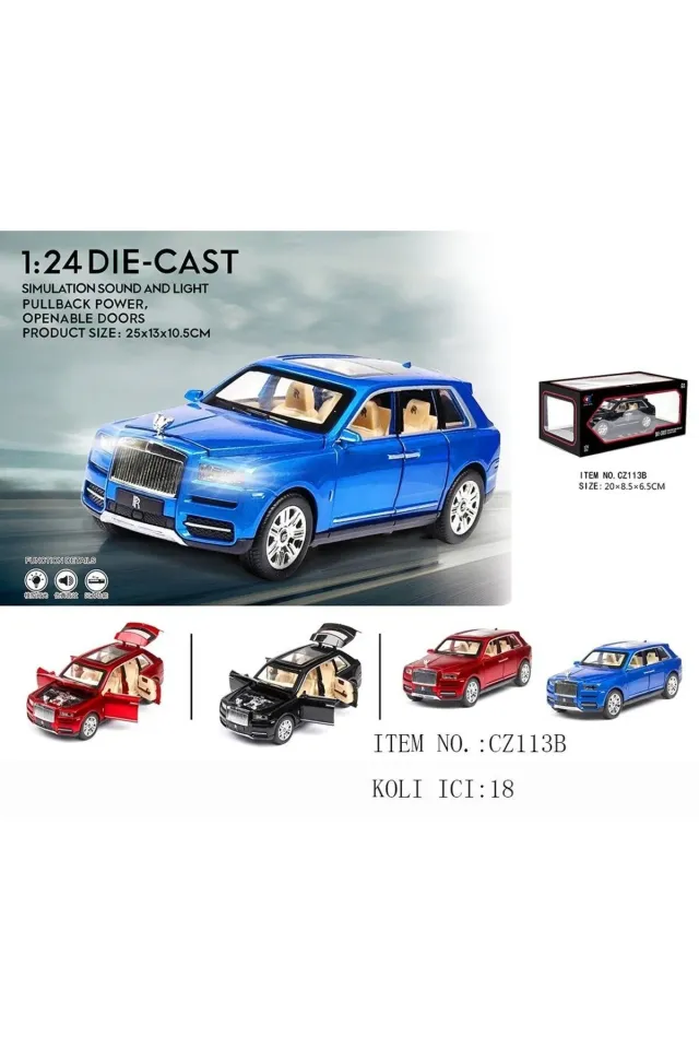 Şeffaf Kutuda Metal Rolls Royce Otomobil 1:24