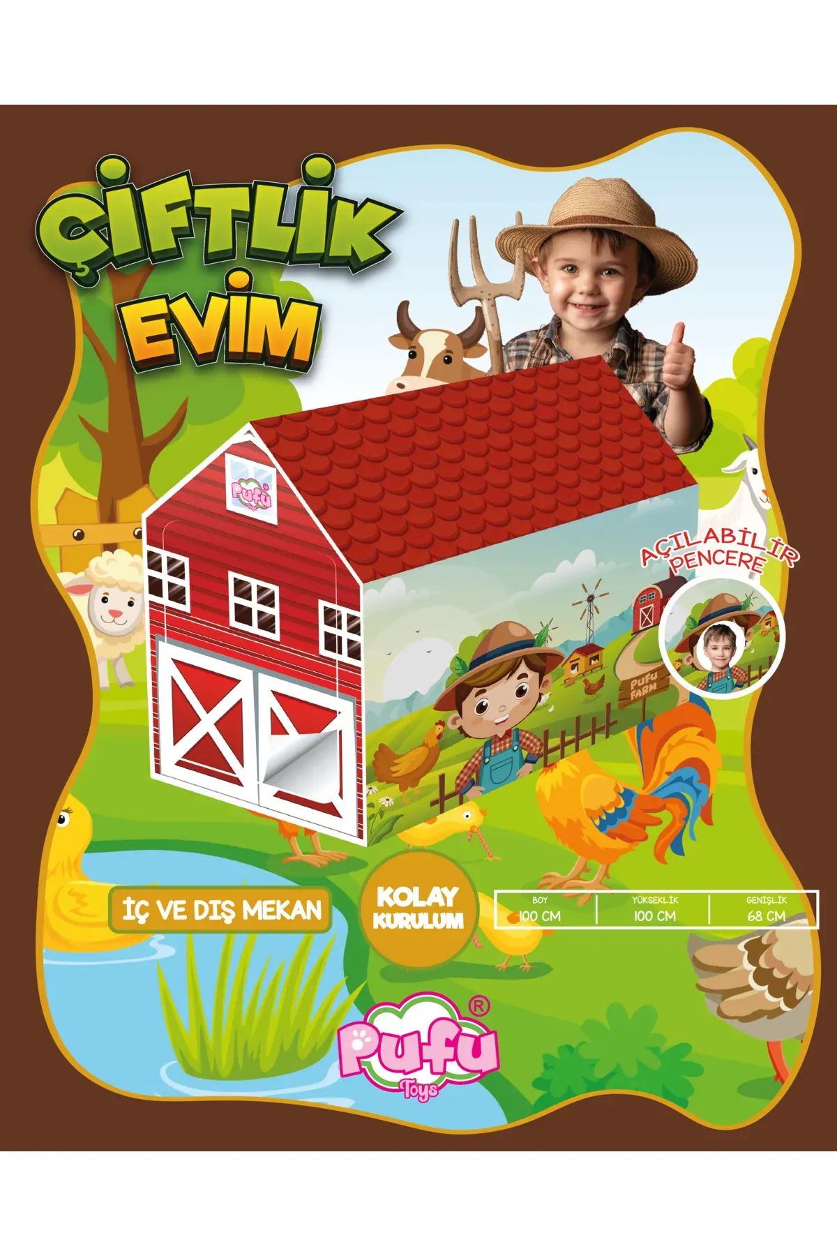 Pufu Toys Çiftlik Evi Oyun Çadırı 100x68cm