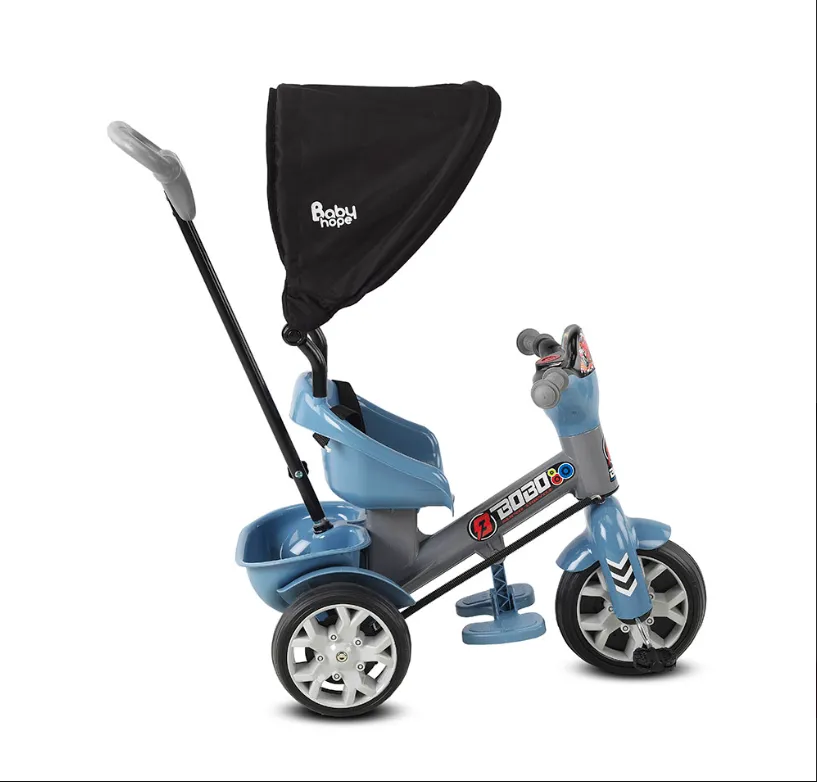 Babyhope Bobo Speed Tenteli Üçteker Itmeli Gezi Bisiklet Ebeveyn Kontrollü Bebek Bisikleti