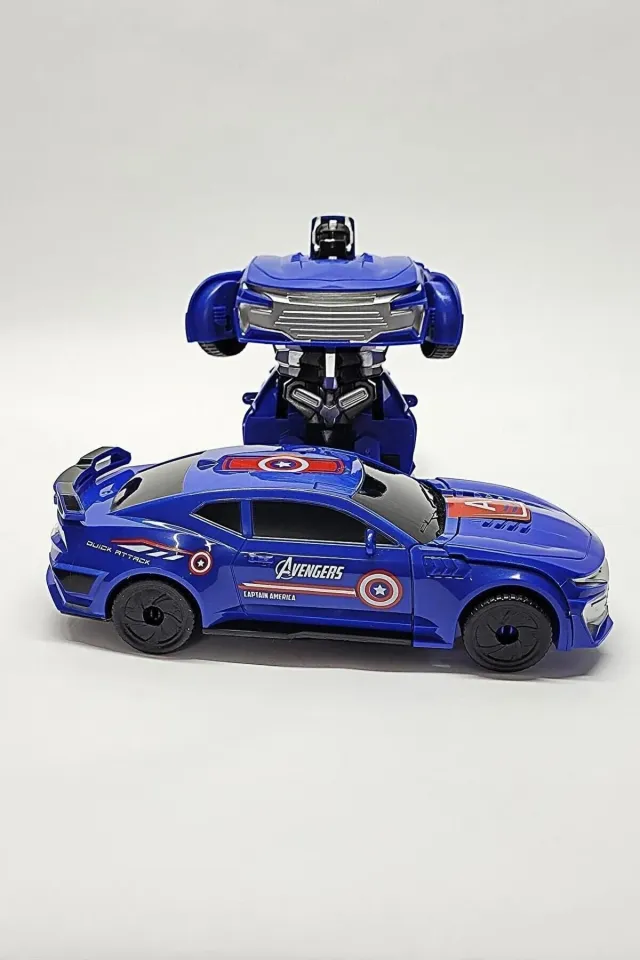 Pilli Işıklı Sesli Robota Dönüşen Araba Transformers 2 In1 Captain America Cıvıl War